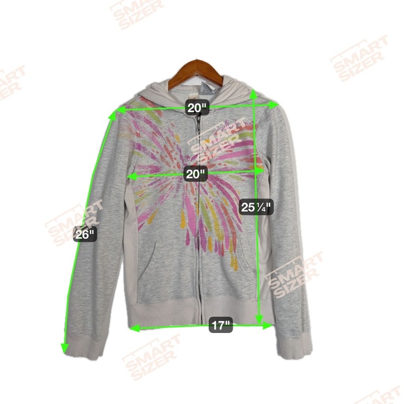 Billabong Y2K Light Grey Zip Up Hoodie Women's XL Butterfly Boho Logo - Picture 12 of 12